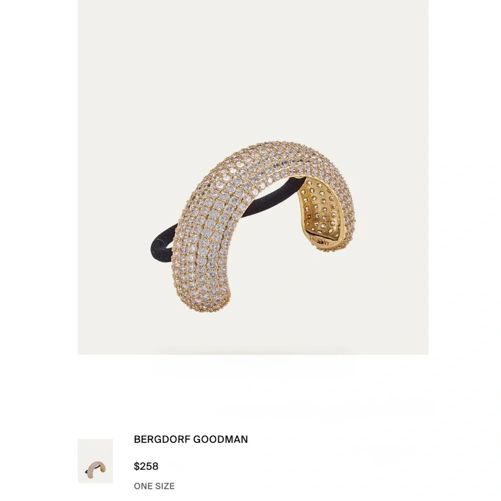 Lelet NY Gold Plated Crystal Paved Ponytail Hair Ponytail Cuff NWT